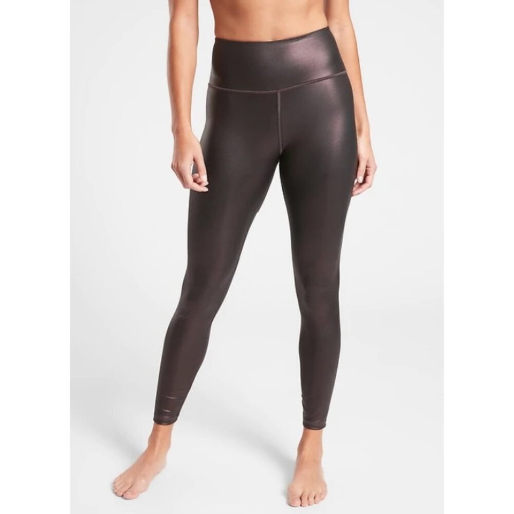 Athleta Elation Ultra Rise Shimmer Tight Leggings in Antique Burgundy, Size SP
